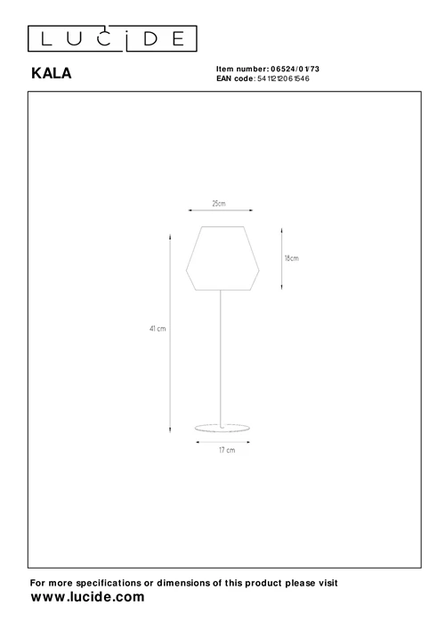 Lucide KALA - Tafellamp - Ø 25 cm - 1xE14 - Taupe - technisch